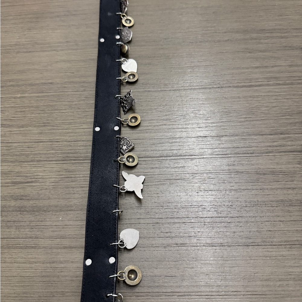 Vintage 90’s Brighton Black Leather Belt with Conchos and Charms - Picture 3 of 11